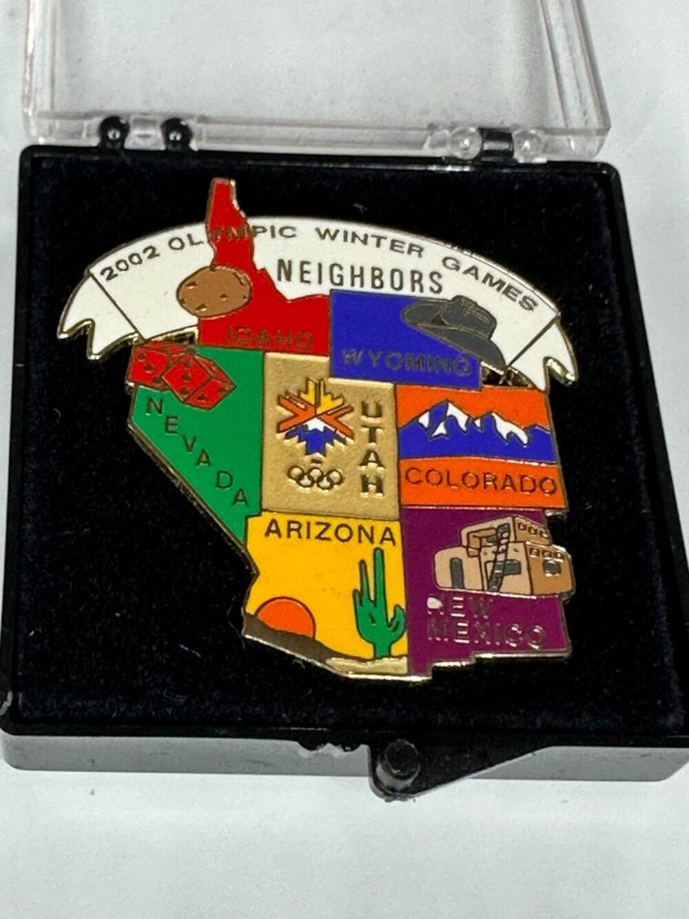 Salt Lake 2002 Winter Olympics Neighbors Limited Edition Pin #1589 w/ Case